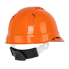 Casco de seguridad ventilado, ajuste de matraca, naranja