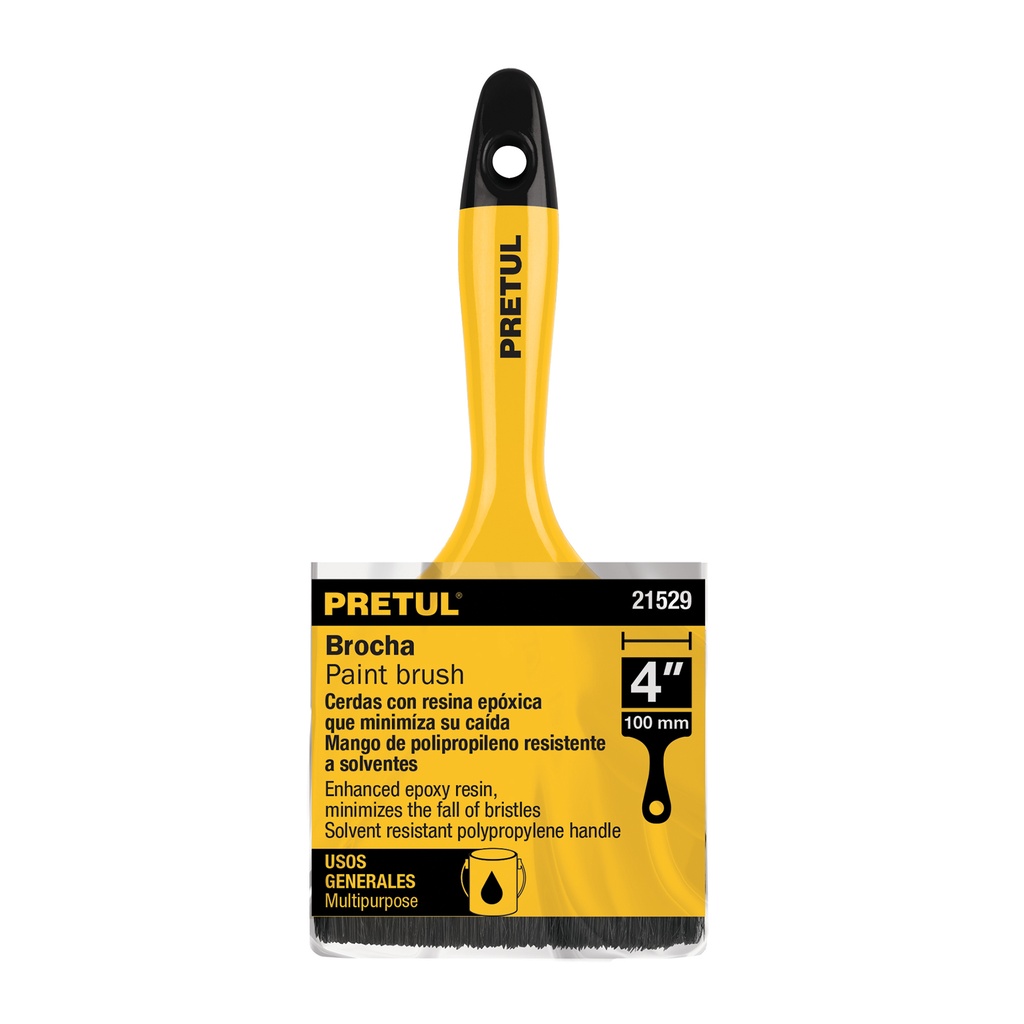 Brocha uso general de 4' con mango de plástico, Pretul