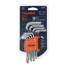 Juego de 9 llaves torx largas con organizador abatible