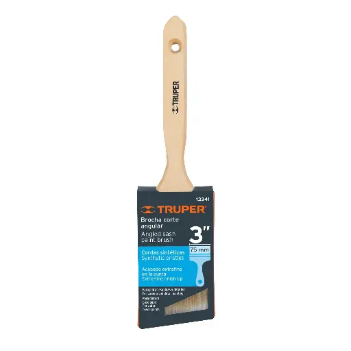 [BRT-3AS] Brocha cerdas sintéticas 3' corte angular, mango de madera