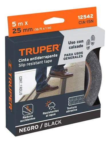 [CIA-15N] Rollo de 5 m de cinta antiderrapante negra 25mm con abrasivo