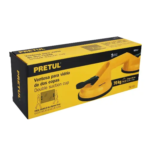 [VEVI-2] Ventosa de plástico para vidrio, 2 copas de succión, Pretul