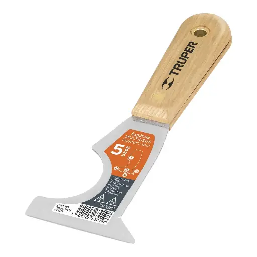 [ET-2-1/2R5] Espátula 2-1/2' de 5 usos con mango de madera, Truper