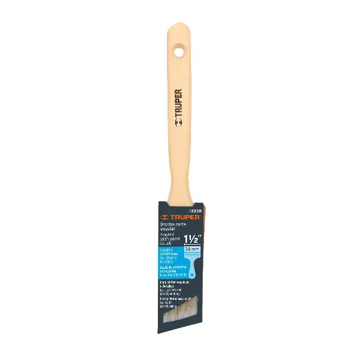 [BRT-1-1/2AS] Brocha cerdas sintéticas 1-1/2' corte angular, mango madera