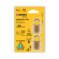 [CL-20P] Blíster con 2 candados de latón de 20mm, HERMEX BASIC