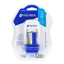 [CA-RE-7] Cargador de pilas, AA, AAA y 9V incluye 2 pilas AAA, Volteck